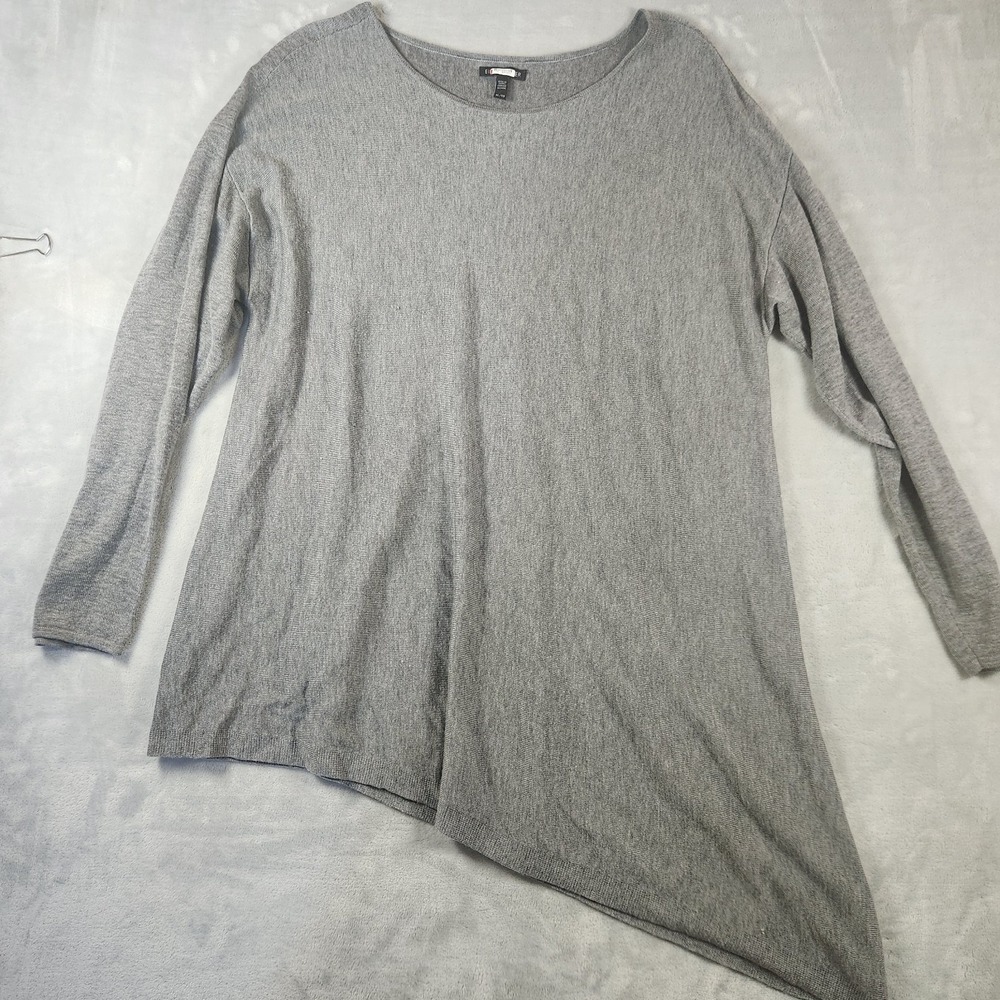 Eileen‎ Fisher Top Women's Size XL Gray Tencel Merino Blend Lagenlook Minimalist